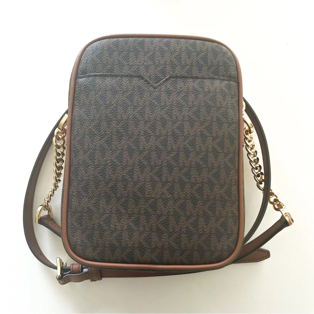 Michael Kors Jet Set Travel MK Logo Crossbody Bag Brown NWOT